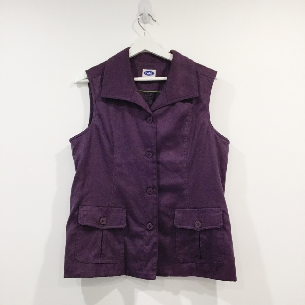 Women's TABI Purple Faux Suede Lightweight Vest Sz M